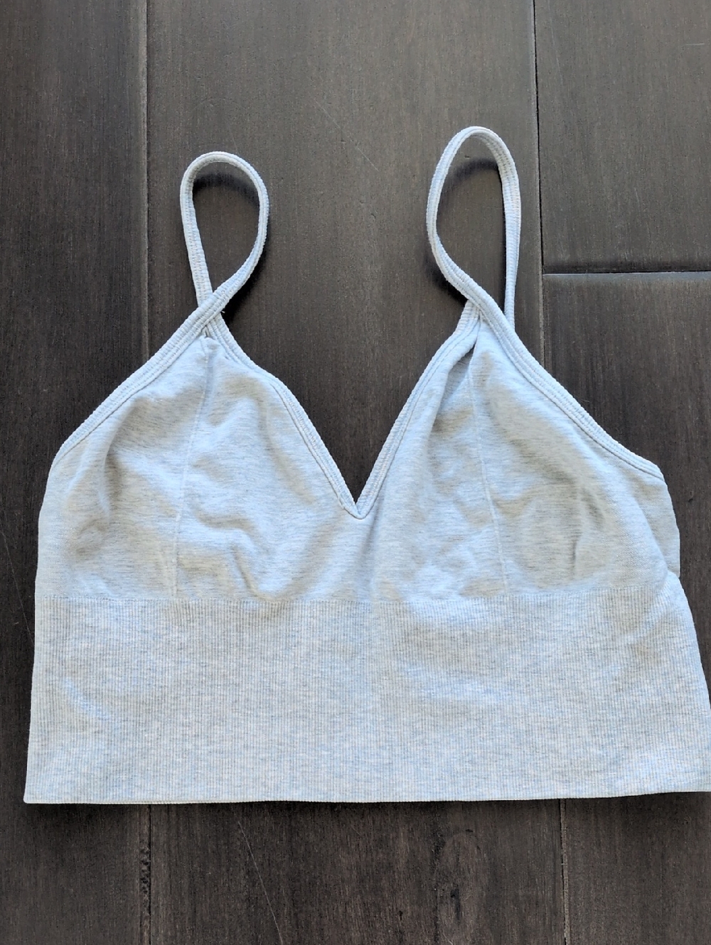 Alo Yoga Light Gray Seamless V-Neck Bralette